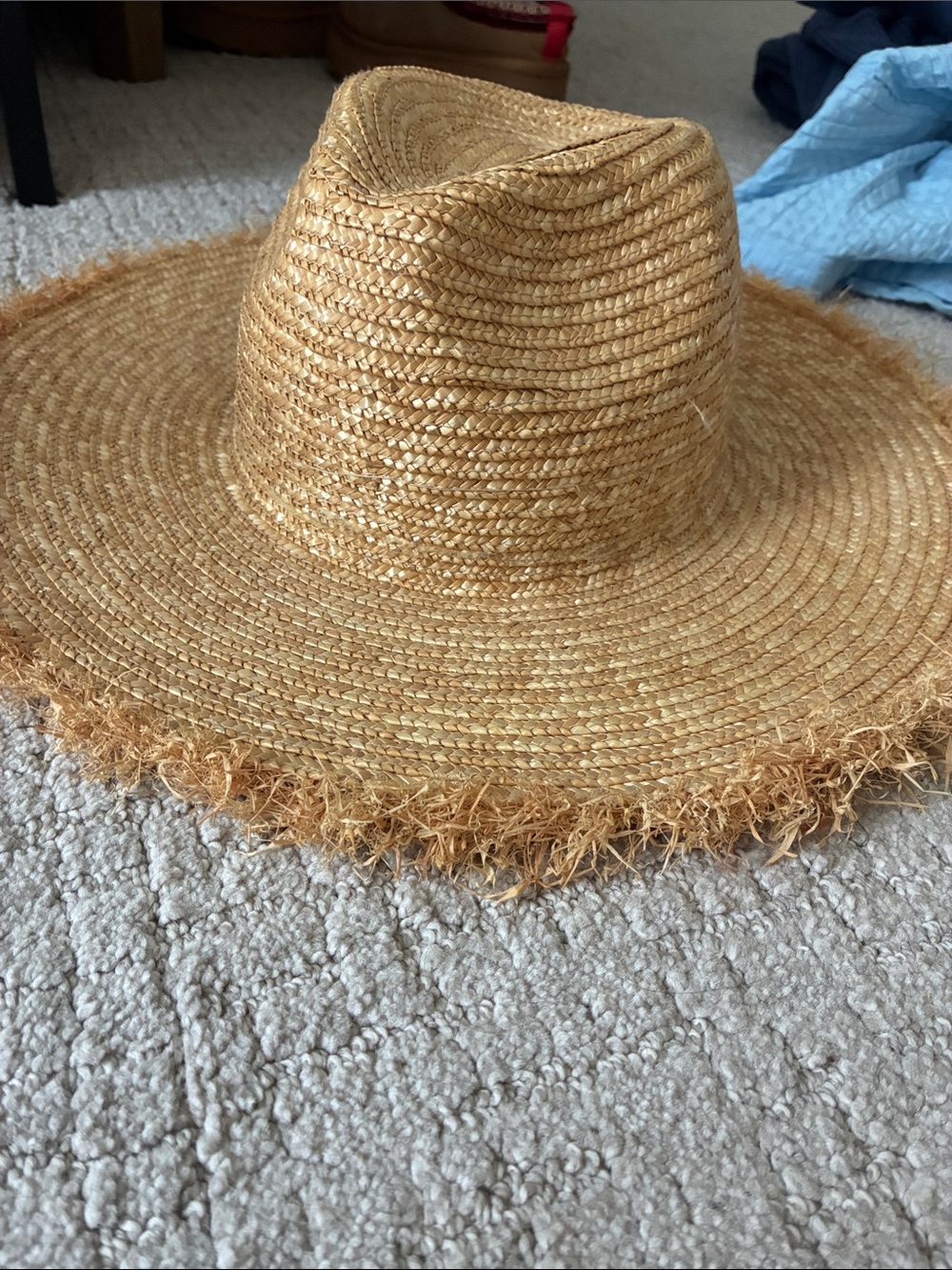 Natural Straw Wide Brim Fedora Hat